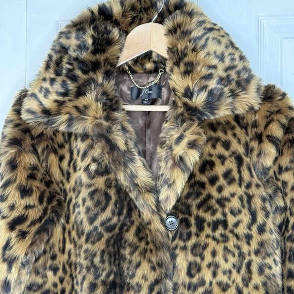 NWT J Crew JCrew Faux Fur Leopard Print Coat Spotted WQ2505 Jacket XS - Picture 2 of 12
